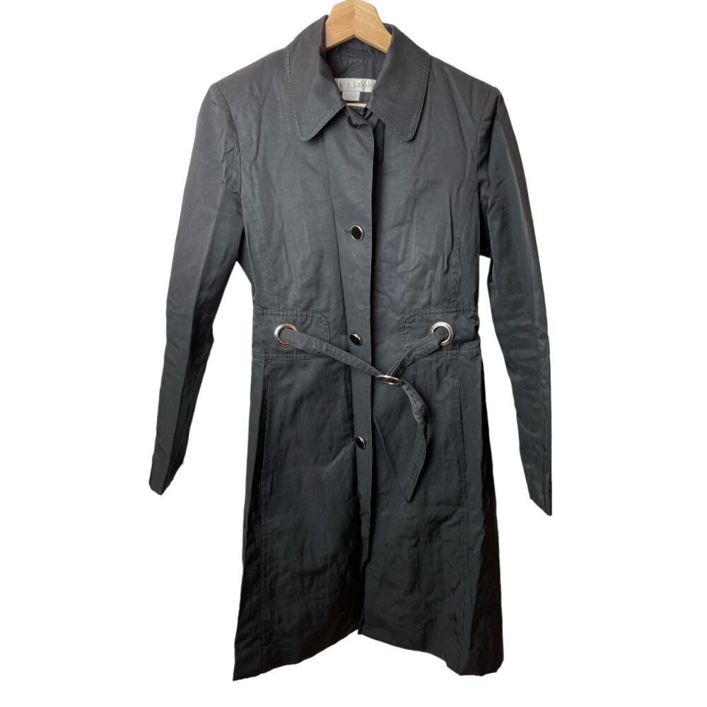 Larry Levine Black Tie Waist Trench Coat Women's Size S